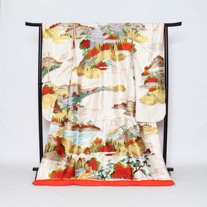 Uchikake Kimono, Wedding Kimono, Japanese Kimono Robe, Japanese Uchikake Kimono, Japanese Wedding, Kimono Dress, Antique, silk kimono