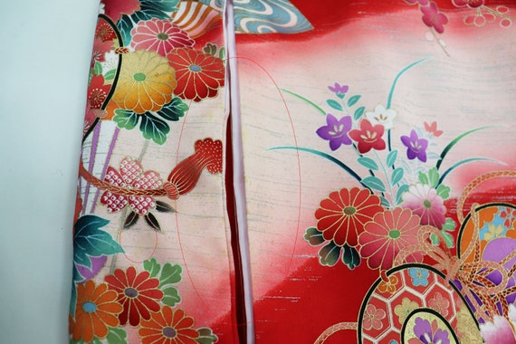 Silk japanese antique BABY kimono, blanket, omiya… - image 8