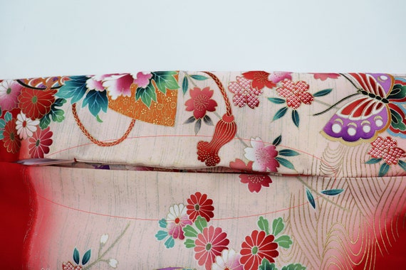 Silk japanese antique BABY kimono, blanket, omiya… - image 9