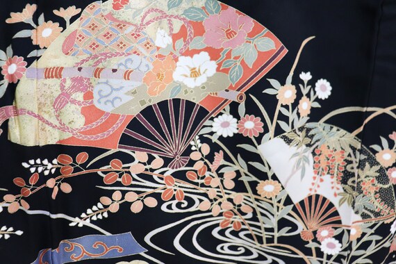 Silk Yuzen Tomesode Kimono, Kuro tomesode,Black t… - image 4