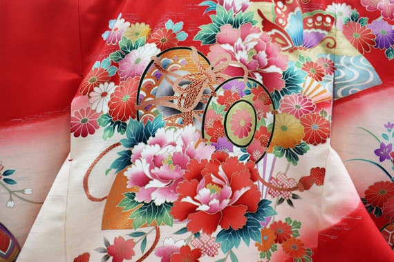 Silk japanese antique BABY kimono, blanket, omiya… - image 5