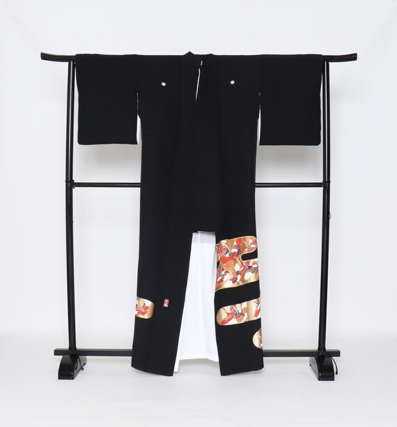 Yuzen Silk Tomesode Kimono, Kuro tomesode,Black t… - image 2