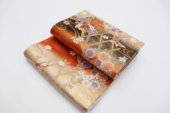 Pure Silk Japanese Kimono Obi belt / Fukuroobi / … - image 1