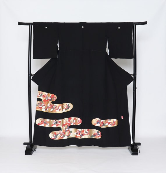 Yuzen Silk Tomesode Kimono, Kuro tomesode,Black t… - image 1