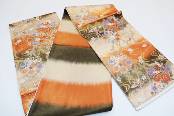 Pure Silk Japanese Kimono Obi belt / Fukuroobi / … - image 4
