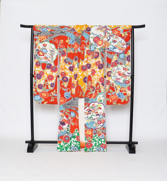 Chirimen Furisode Kimono, Wedding Kimono, Japanes… - image 2