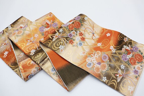 Pure Silk Japanese Kimono Obi belt / Fukuroobi / … - image 3