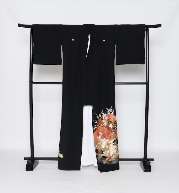 Silk Yuzen Tomesode Kimono, Kuro tomesode,Black t… - image 2