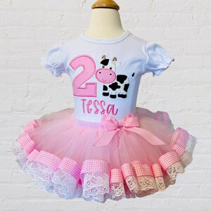 Bauernhof Thema Tutu, rosa Gingham Tutu, erster Geburtstag Outfit, Kuh Geburtstagsthema, jedes Alter,