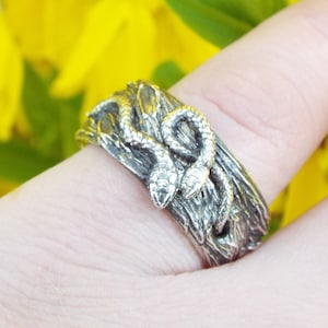 Snakes Intertwined, Snake Nature Band, Nature inspired Snake ring, sterling silver snake ring, Snakes in nature ring, Goth Serpent ring