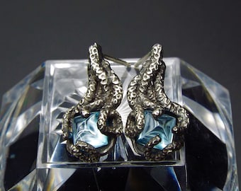kraken earrings, Gothic tentacle earring, Dark fantasy earring, octopus earring, Gemstone tentacle earring, Goth wedding gift, Ocean Jewelry