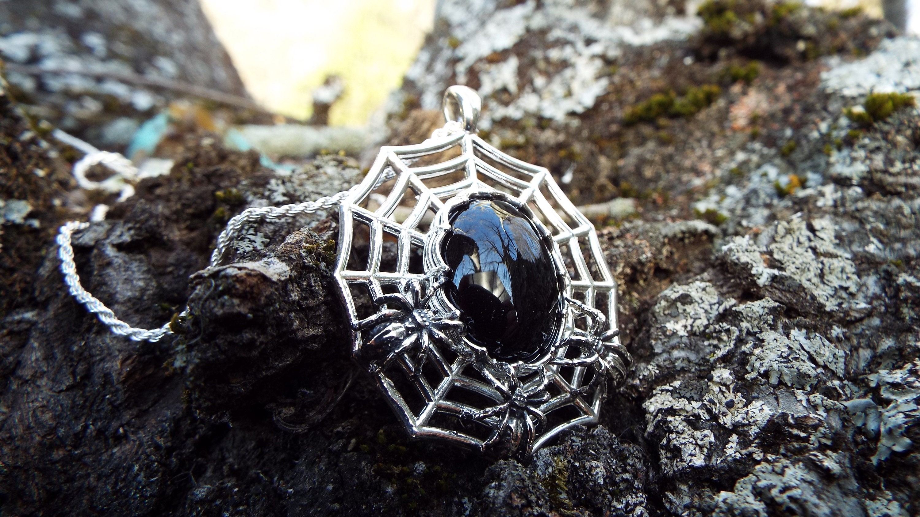 Collana ragno per uomo, ciondolo ragno in argento sterling 925