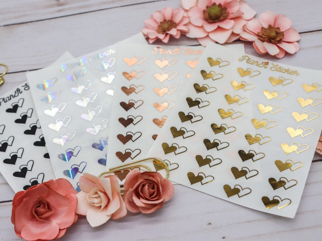 Foiled Heart Planner Stickers: Small Clear Stickers for Journaling - Etsy