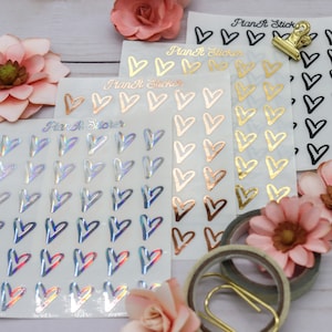 Small Heart Stickers , Clear Foiled Stickers, Functional Sticker Set, Planner Stickers, Planner Gifts, Sticker Gift for Valentines Day