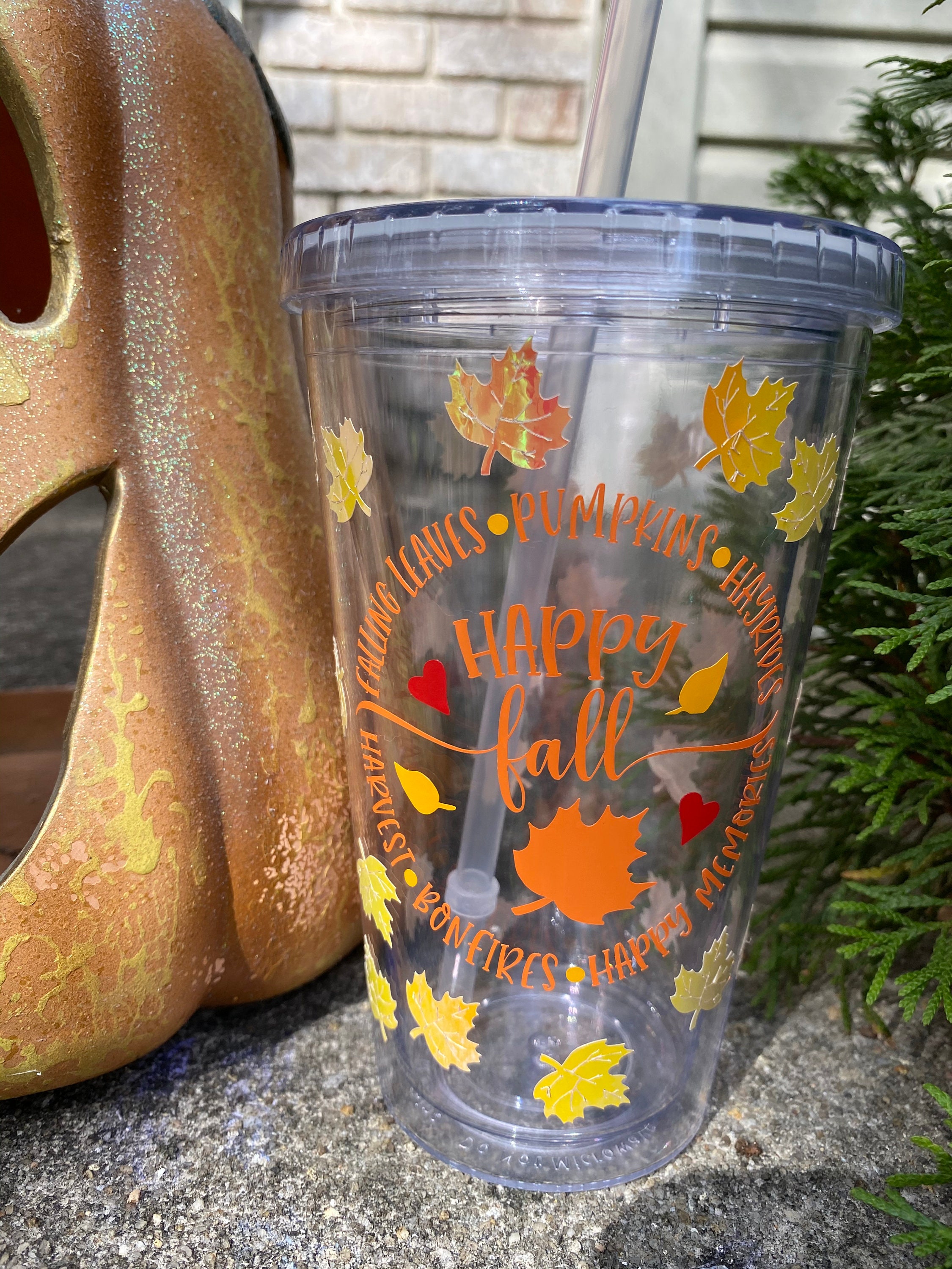 Fall Tumbler Fall Decorated Cup Fall Vinyl Stickers | Etsy
