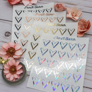 Foiled Heart Stickers - Clear Stickers - Decorative Stickers - Planner Sticker Sheet - Planner Gifts - Shiny Hearts - Notebook Stickers