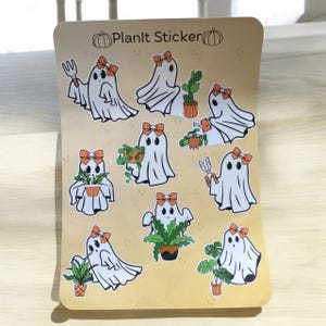 Adesivo fantasma com planta Adesivo de Halloween para meninas Adesivo de vinil à prova d'água para laptop Decalque de garrafa de água Decoração de temporada assustadora para Halloween
