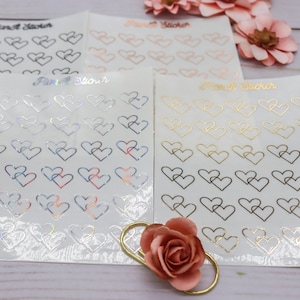 Herz Aufkleber, Klare Transparente Sticker Blatt, Doppel Herz Sticker, Foiled Sticker Set, Valentinstag Geschenk für Sie, Umschlag Siegel