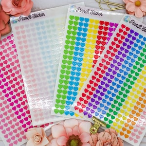 Colored Mini Heart Stickers - Planner Stickers - Transparent Stickers - Planner Gifts - Calendar Stickers - Journal Sticker Sheet