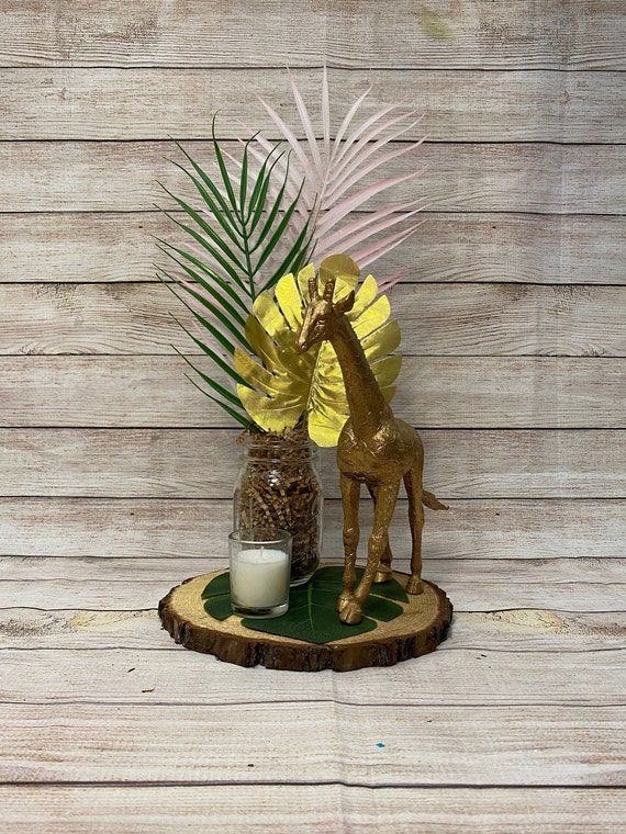 Gold Safari Jungle Centerpiece Set Glam Babyshower Tree Bark Etsy