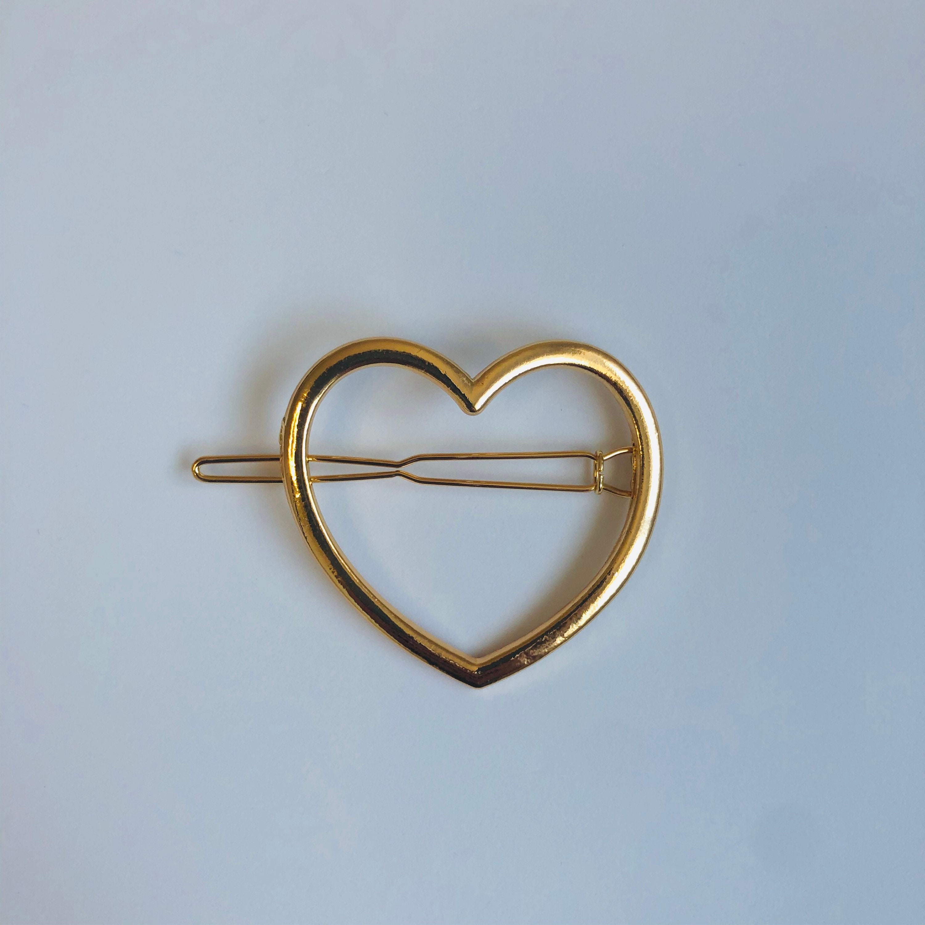 Stylish Geometric Heart Design Brushed Gold/Silver Hair Clips Hairpins 