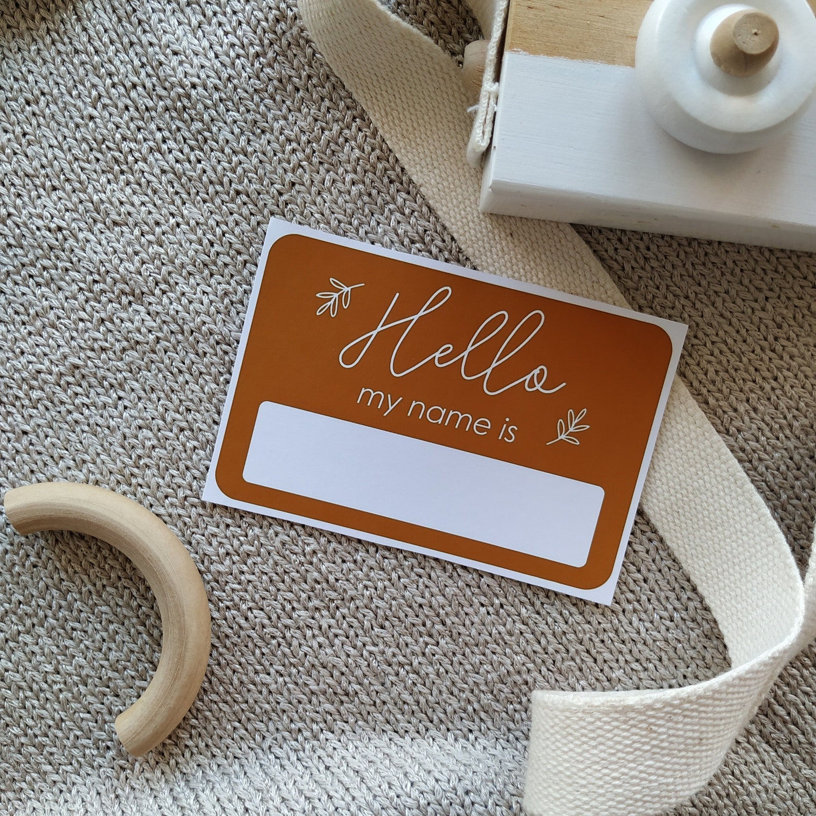 Newborn name tag hello my name is tag hello baby sticker Etsy