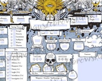 Schede dei personaggi D&D 5e - Schede compilabili / Classe Chierico e Paladino / Download immediato