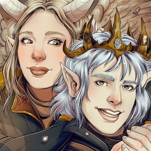 Fantasy couple portrait | DnD couple portrait commission | Custom digital character art