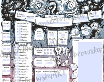 Schede personaggio D&D 5e - Scheda spettatore compilabile / Design mostro personalizzato / Download immediato