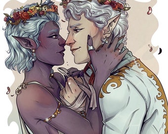 Ritratto di coppia D&D personalizzato: arte fantasy a mezzo busto (versione digitale con disegno in formato A3/JPG/PNG)