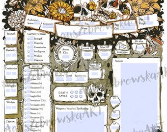 Schede dei personaggi di D&D 5e - Schede compilabili / Design personalizzato di Death Feywild / Download immediato