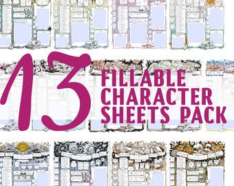 Schede dei personaggi D&D 5e: 13 progetti personalizzati compilabili (PDF)