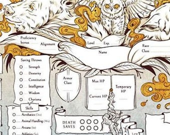 Schede dei personaggi dei druidi di D&D 5e: schede stampabili per giochi di ruolo (PDF)