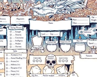 Schede dei personaggi di Gold Mine D&D 5e: gioco di ruolo fantasy stampabile (PDF)