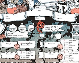 Schede personaggio ladro D&D 5e stampabili - Tema Veleno (6 pagine) (PDF)