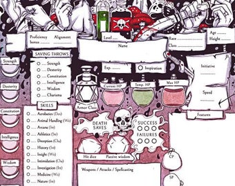 Schede personaggio Rogue D&D 5e stampabili – Tema Veleno (file digitali)