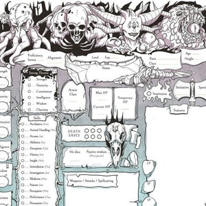 Fillable Monsters Character Sheet Custom Dnd Character Sheet - Etsy Canada
