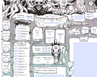 D&D 5e Character Sheets - Form Fillable sheets  | Custom Monster design | Instant download