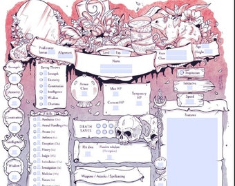 D&D 5e Character Sheets - Form Fillable sheets  | Custom mirrors design | Instant download