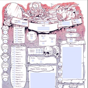 D&D 5e Character Sheets - Form Fillable sheets  | Custom mirrors design | Instant download