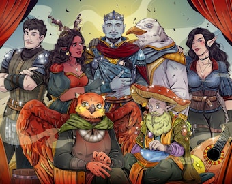 D&D party commission gift | Dnd group as half-body portraits
