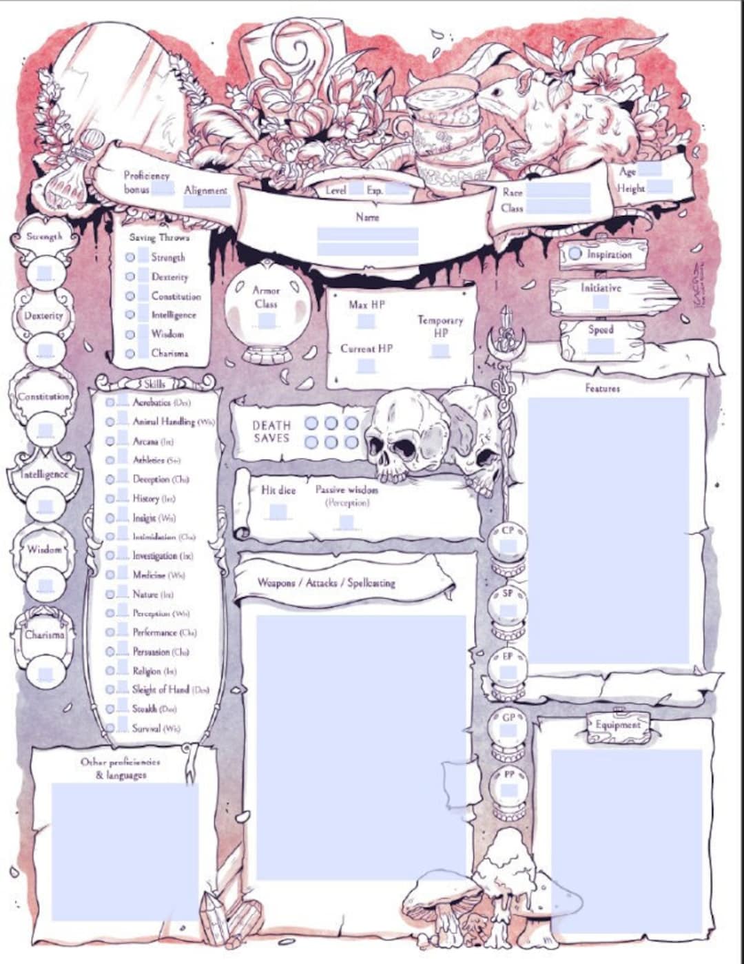 D&D 5e Character Sheets - Form Fillable Sheets | Custom Mirrors Design ...