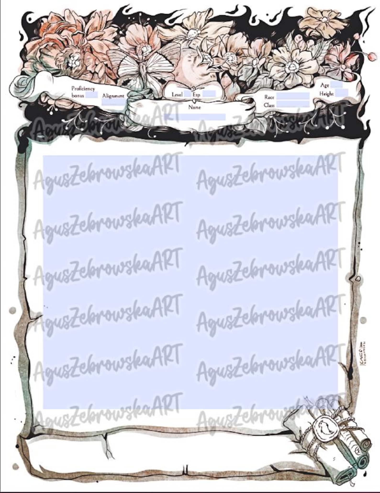 D&D 5e Character Sheets - Form Fillable Sheets Feywild | Custom Flower ...