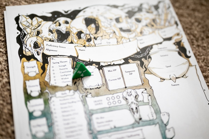 D&D 5e Character Sheets - Form Fillable Sheets | Custom Death Design ...