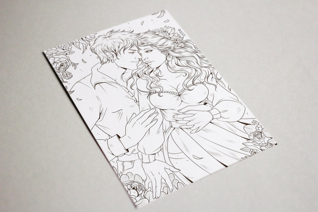 Fantasy Coloring Page Printable Romance Coloring Pages - Etsy