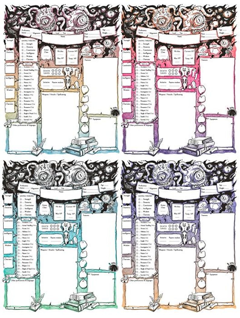 Spectator Printable Spectator D&D 5e Character Sheets: Printable Monster Theme (PDF) - Etsy