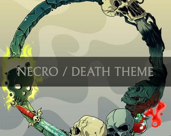 Gettoni per D&D – tema morte 5 colori PNG + PSD modificabile / Cornici gettoni fantasy personalizzate