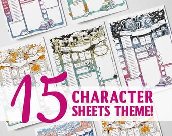 Schede dei personaggi D&D 5e disegnate a mano: 15 modelli a tema (stampabili)