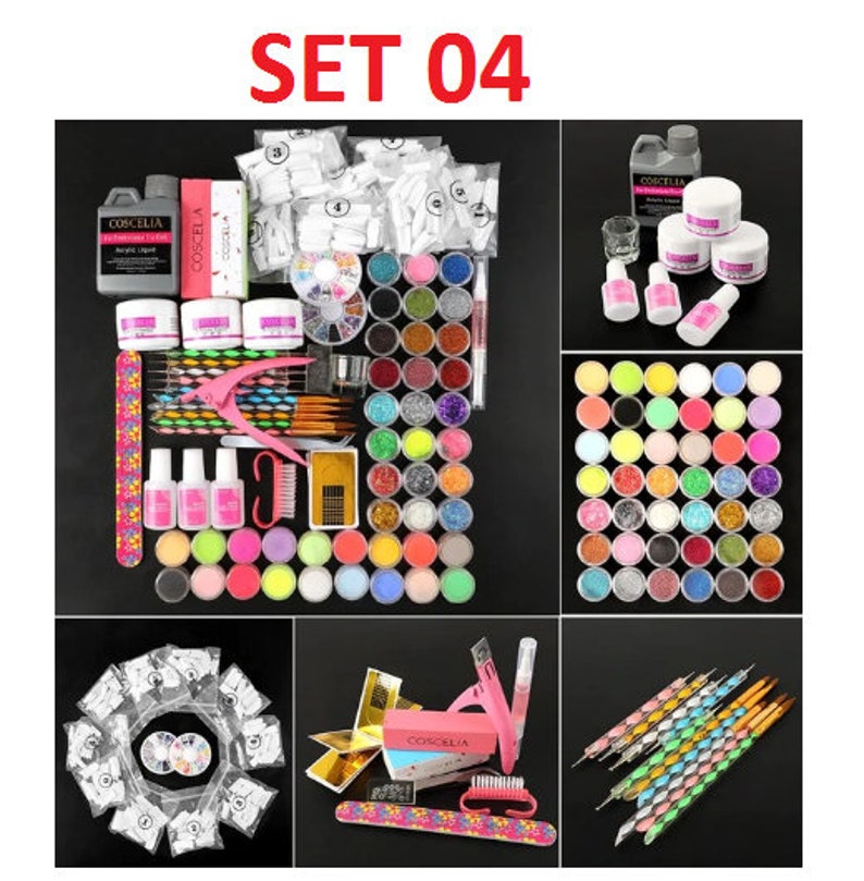 Acrylic Nail Art Kit Manicure Set 12 Colors Nail Glitter Etsy