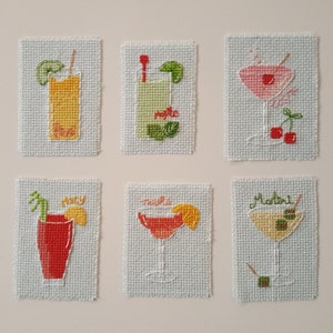 Cocktail Fridge Magnets - Pimms - Mojito - Cosmo - Bloody Mary - Tequila Sunrise - Martini